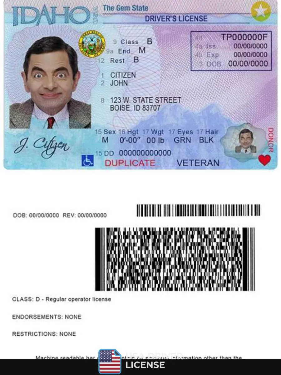 Usa Idaho Driver License — Driver License