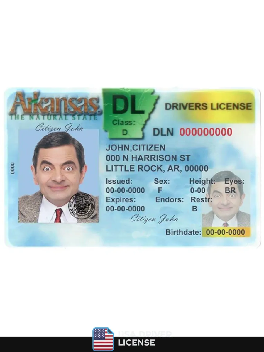 Usa Arkansas Dl Version 2 Front — Driver License