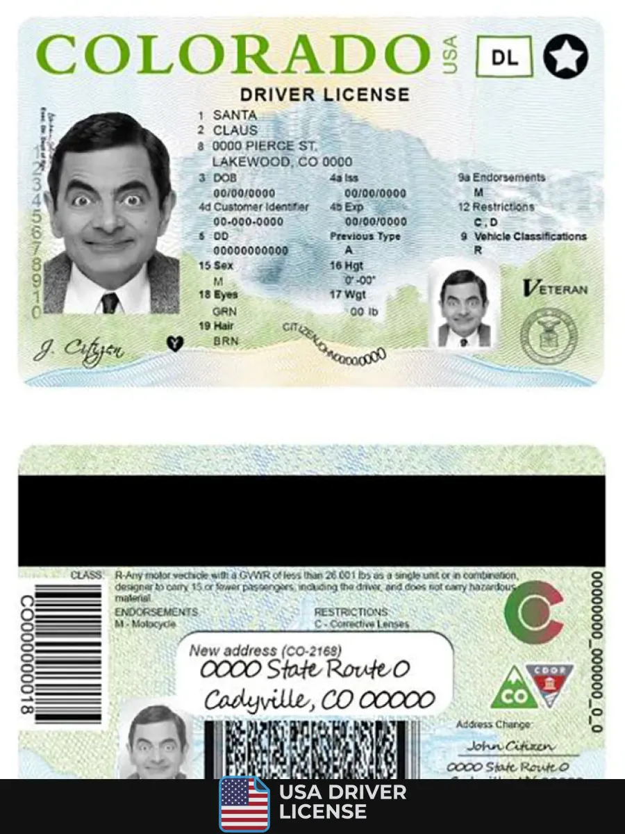 Usa Colorado Driving License — Driver License